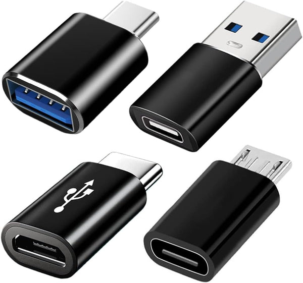 USB C Adapters 4 Pack - USB C to USB 3.0 OTG and Micro USB to USB C Adapter for MacBook Pro, Samsung Galaxy,
