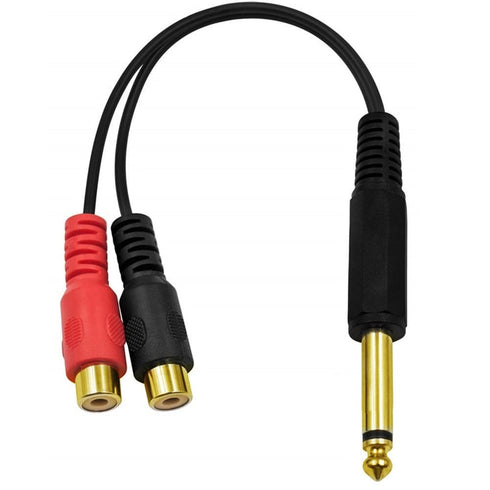 Qaoquda 6.35mm to 2 RCA Cable, Gold Plated 1/4 inch Mono TS Male to 2 Dual RCA Female Plug Y Splitter Adapter Cable - 8 Inch