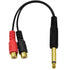 Qaoquda 6.35mm to 2 RCA Cable, Gold Plated 1/4 inch Mono TS Male to 2 Dual RCA Female Plug Y Splitter Adapter Cable - 8 Inch