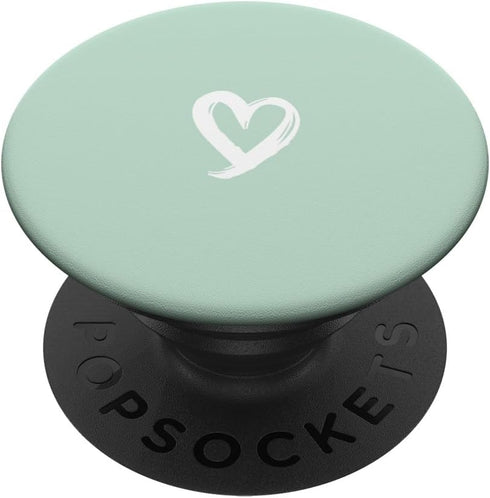White Minimalist Heart Green PopSockets Standard PopGrip