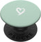 White Minimalist Heart Green PopSockets Standard PopGrip