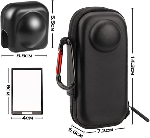 WALLFID 4 Pcs Accessories Set for Insta360 X4, Storage Bag, Silicone Lens Cover, 2 Screen Protectors, Hard Shell Case