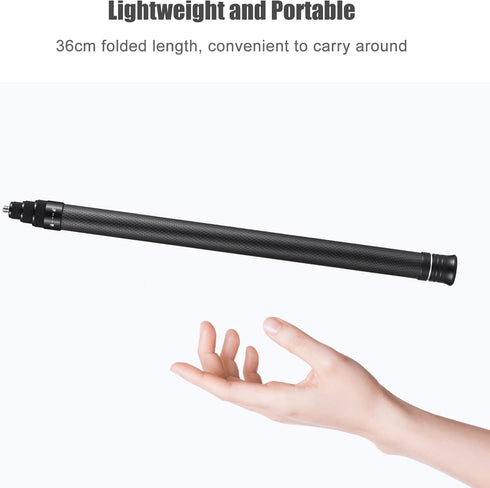 Andoer 1/4 Inch 36cm-150cm/14.2in-59in X2/ X3 Portable Selfie Stick Carbon Fiber Stand Camera Bracket Screw Mount