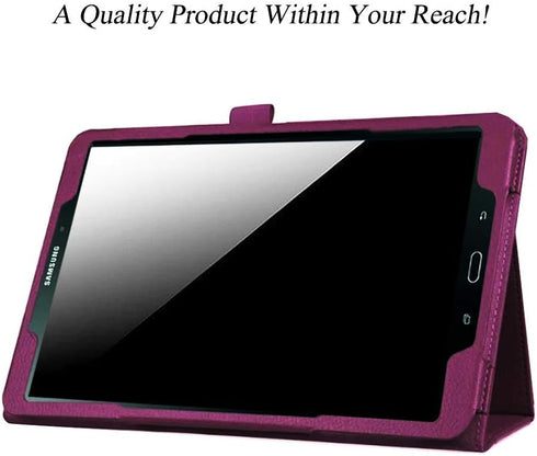 Premium PU Leather Folio Case for Galaxy Tab A 10.1 (2016 NO S Pen Version), Purple | Smart Stand Cover for Samsung