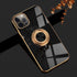 Omorro iPhone 13 Pro Max Case, Rose Gold Kickstand Ring Holder, 360 Rotation Glitter Plating Edge, Slim TPU Case