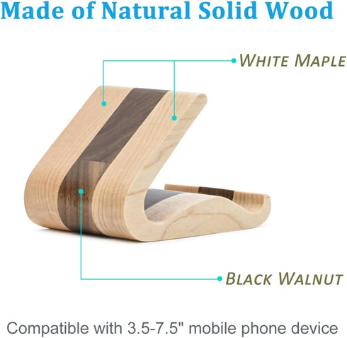Wooden Cell Phone Stand, Universal Compatible with iPhone 15 14 Pro Max 13 12 Plus 11 se, Samsung S23 22 (Maple and