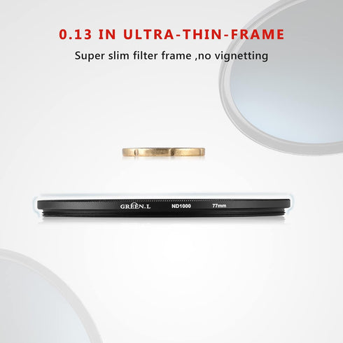 72mm ND1000 Filter, Slim 10-Stop Fixed Neutral Density ND Filter for Camera Lens
