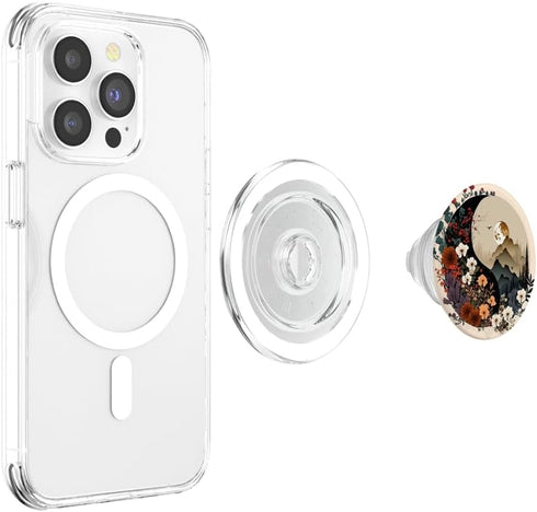 Boho Chic Yin Yang Symbol Floral Forest Nature Mountain PopSockets PopGrip for MagSafe