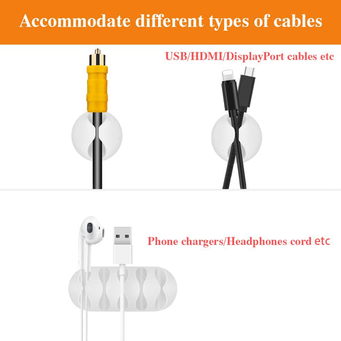 Shintop 16 Pack White Cable Clips, Adhesive Cord Holder for Organizing Phones, Chargers, Desk, Nightstand, Car