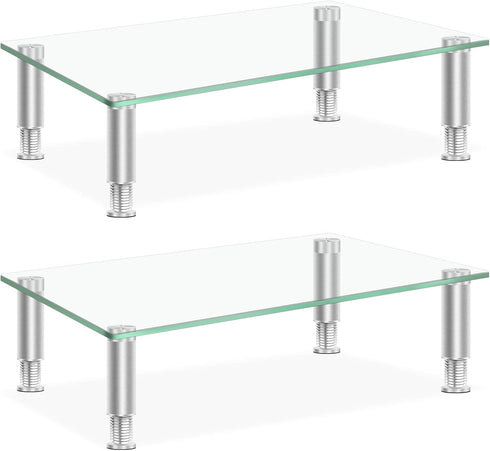 VSAR House Tempered Glass Monitor Riser with Height Adjustable, Clear Computer Monitor Stand for