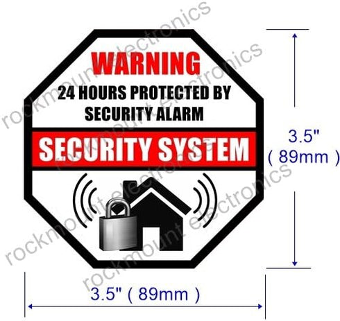 Front Self Adhesive Vinyl Outdoor/Indoor (4 Pack) 89mm X 89mm Security Burglar Alarm System Window Door Warning Alert