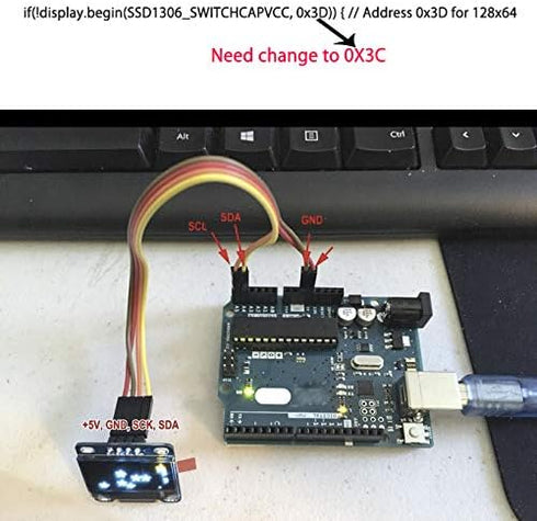 DIYmall 0.96 Inch I2C 128x64 SSD1306 51 Msp420 STIM32 (Pack 2pcs) Blue Yellow OLED Display Module Serial IIC Screen