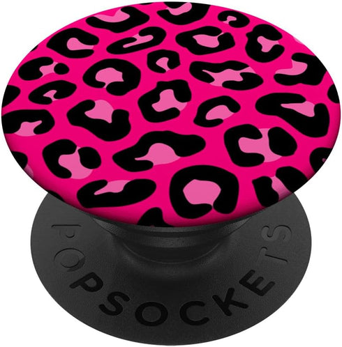 Cheetah Like Animal Leopard Pattern Print Black Pink PopSockets Standard PopGrip