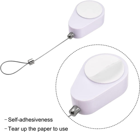 MECCANIXITY Retractable Cable Lock with Self-Adhesive, Anti-Lost Rope Hardware Cable Lock, 600g Tensile Force, 2 Pack