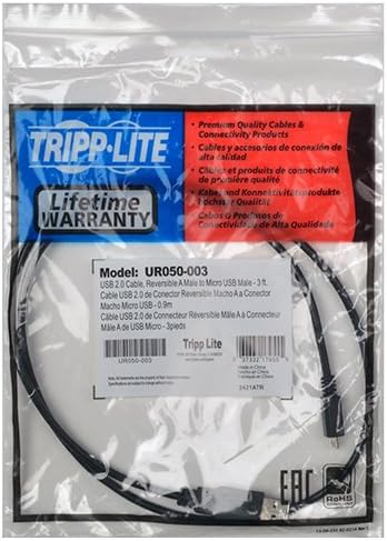 Tripp Lite Universal Reversible USB 2.0 Hi-Speed Cable, 3-ft (Reversible A to 5Pin Micro B M/M)