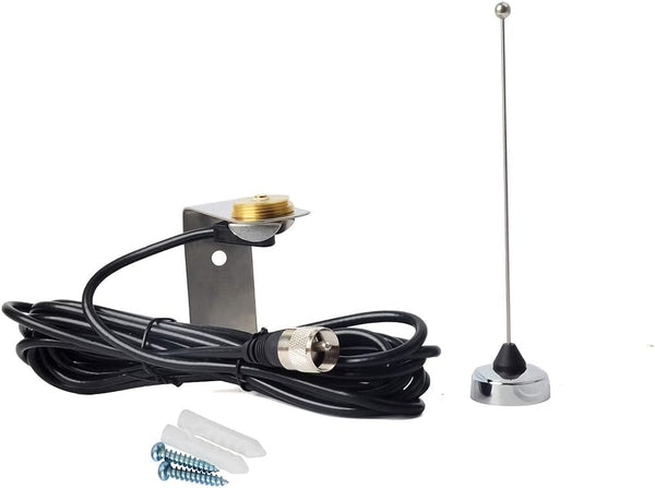 HYS 70cm Antenna UHF 1/4 Wave NMO 400-470Mhz Antenna with Stainless Steel L-Bracket
