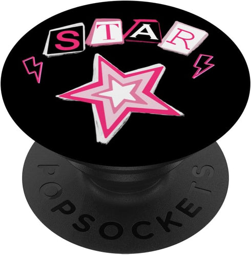 Cyber Y2K Star Pink Girls Mcbling Aesthetic 2000s Room Decor PopSockets Standard PopGrip