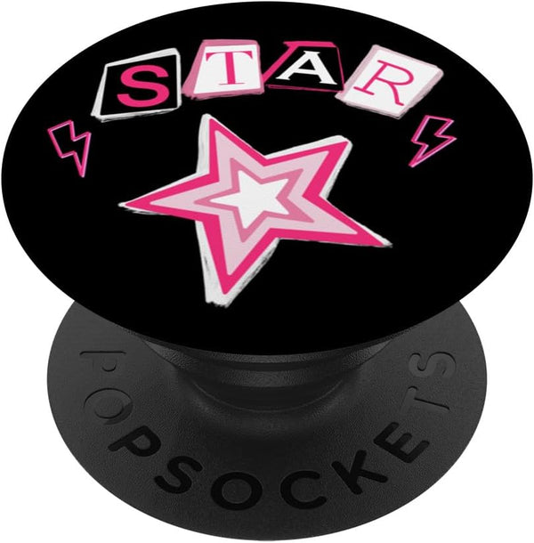 Cyber Y2K Star Pink Girls Mcbling Aesthetic 2000s Room Decor PopSockets Standard PopGrip