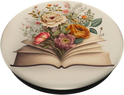 Librarian Flowery Book Lover Floral Aesthetic PopSockets Standard PopGrip