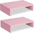 TEAMIX Pink Monitor Stand Riser - 2 Pack Wood 2 Tier Adjustable Stand for Dual Monitors, Laptop, PC