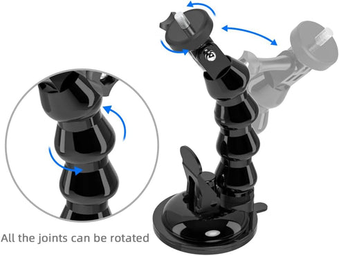 Flexible Gooseneck Extension Suction Cup Car Mount Holder for Gopro Hero, iPhone, Samsung Galaxy, Google Pixel