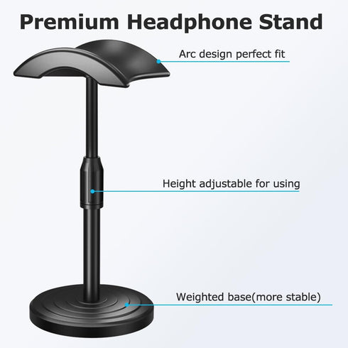 Universal Headphone Stand, Clear - Desk Hanger Holder Organizer for Gaming Headset, Premium Craftsmanship