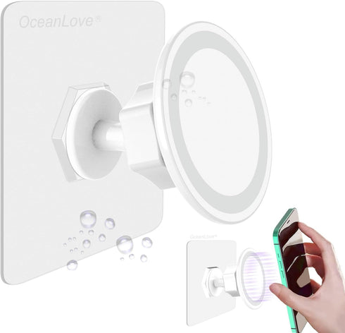 OCEANLOVE for MagSafe Wall Mount Magnetic Phone Holder, Self-Adhesive, 360 Rotatable, Waterproof, Compatible