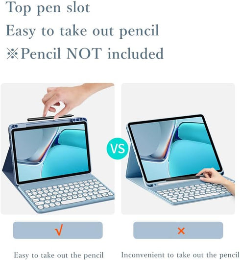 Keyboard Case with Bluetooth Mouse for iPad 9th 8th 7th Gen, Air 3rd Gen Pro 10.5, Cute Removable Color Keyboard, Purple