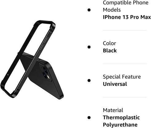 New Aluminum Frame Metal Bumper Case for iPhone 13 Pro Max, Slim Hard Cover with Soft Inner Bumper, Raised Edge