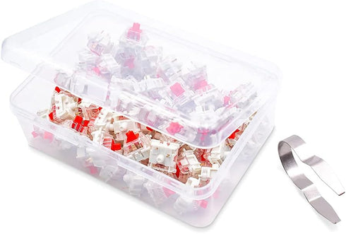 Granvela 66 Pieces Gateron KS-9 Red Switches for Mechanical Keyboards, 3-pin White-Shell Supporting SMD RGB Light