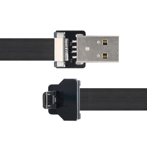 chenyang Micro USB Flat Cable - USB 2.0 Male to Micro USB Male 90 Degree UP Angled Ribbon Flex Extension Cable Adapter,