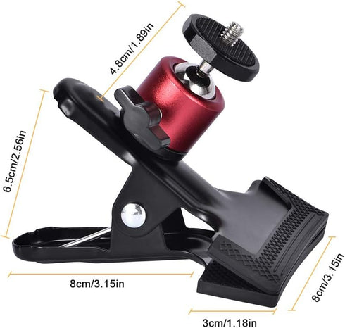 UTEBIT Tripod Camera Clip Clamp with 360 Degree Swivel Mini Ball Head - 2 Pack for DSLR Video Photoshoot