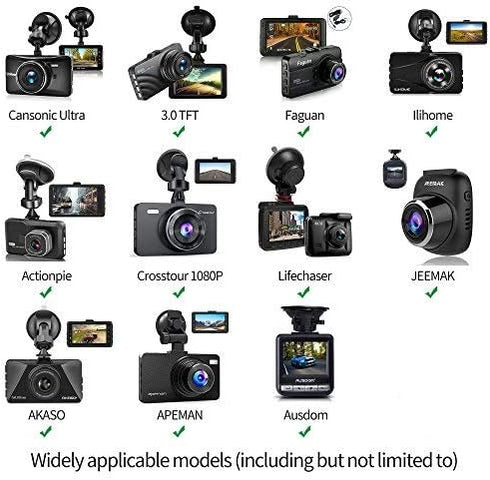 Dash Cam Suction Cup Mount and Glue Adhesive Mount Compatible with Dash Camera/DVR Video, Includes 10+ Joints for