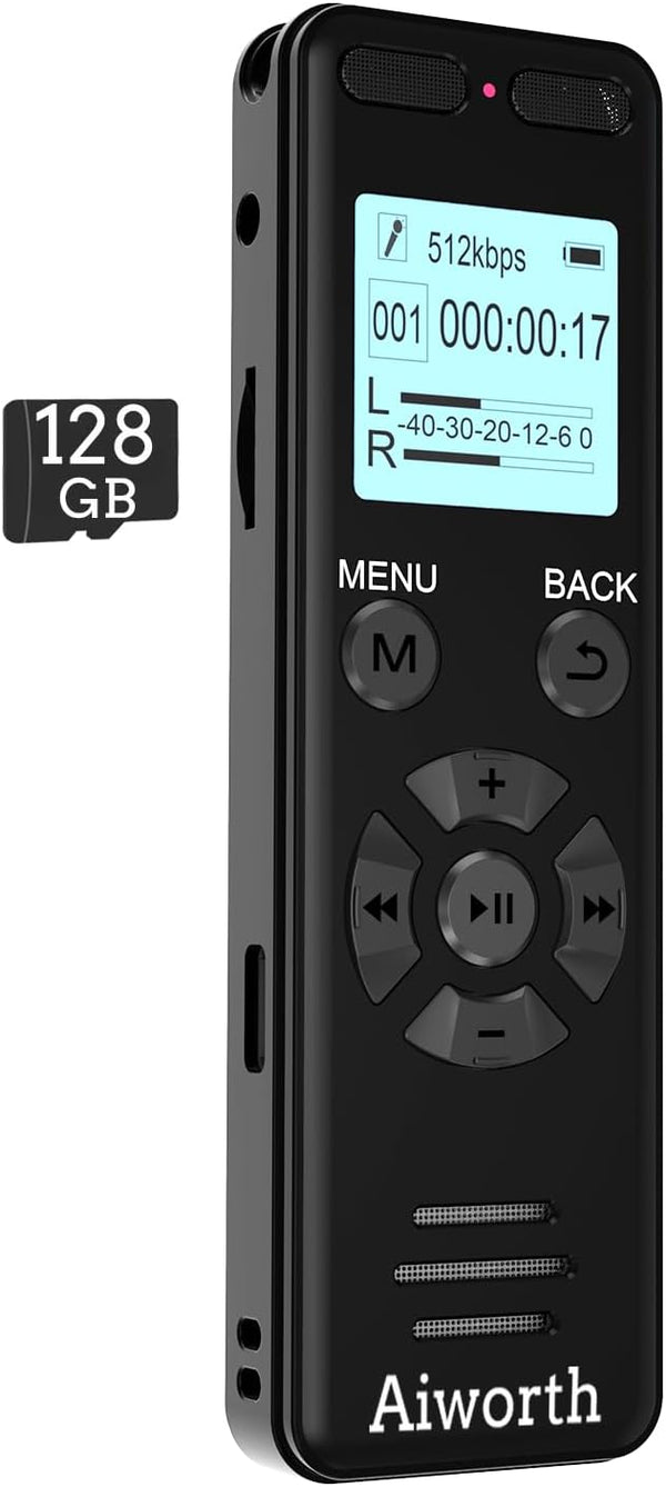 Aiworth 136GB Digital Voice Recorder Voice Activated Recorder for Lectures Meetings - 9860