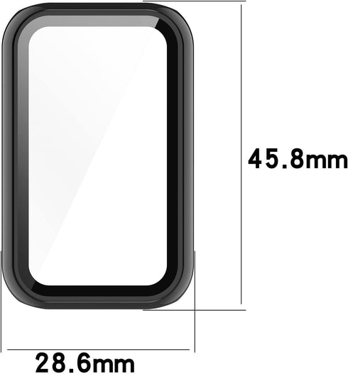 Case Compatible for Amazfit Band 7 Frame PC Protective Cover with Tempered Glass Film for Amazfit Band 7 Smartwatch Screen Protectors Accessories (Black&Blue)