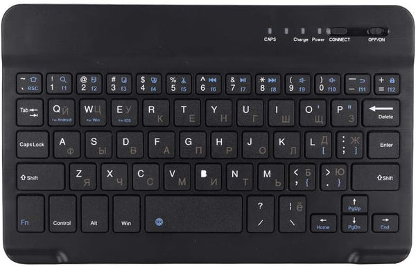 Russian English Keyboard, 7 Inch Rechargeable Ultra Thin Wireless Bluetooth Keyboard for Smart Phone Tablet