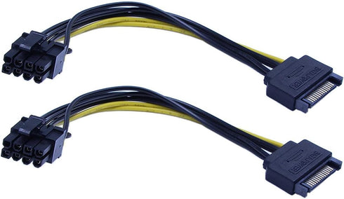 zdyCGTime 15-Pin SATA Male to 8 Pin (6+2 Pin) PCI-Express Female Video Card Power Adapter Cable (20CM/8inch)