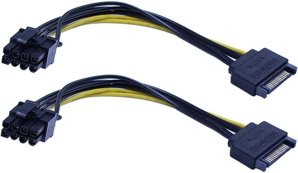 zdyCGTime 15-Pin SATA Male to 8 Pin (6+2 Pin) PCI-Express Female Video Card Power Adapter Cable (20CM/8inch)