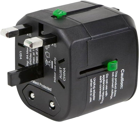 Monoprice Compact Cube Universal Travel Adapter, Supports International Power Outlets in Black
