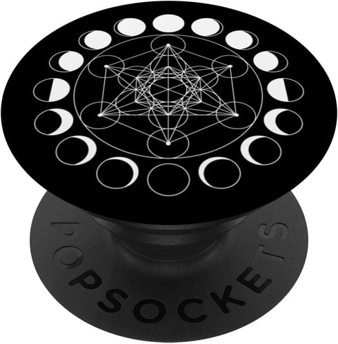 Occult Mystical Metatrons Moon Phases Sacred Geometry Wicca - PopSockets Standard PopGrip