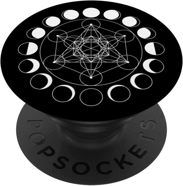 Occult Mystical Metatrons Moon Phases Sacred Geometry Wicca - PopSockets Standard PopGrip