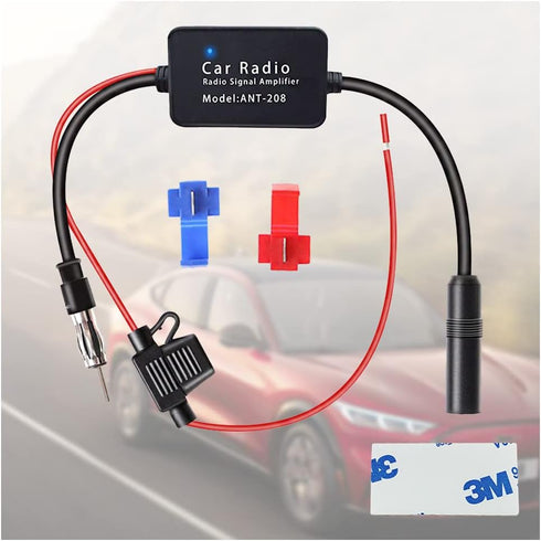Junecarp 12V Car Antenna Booster 25 db - Amplify Signal & Reduce Noise