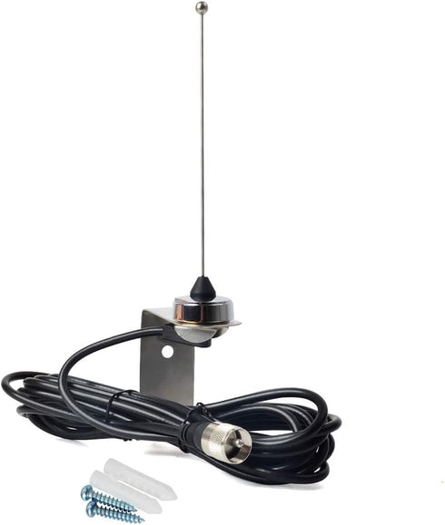 HYS 70cm 1/4 400-470Mhz 13'/About 4m RG-58 Antenna UHF Wave NMO Antenna with Stainless Steel L-Bracket Hole & Coax