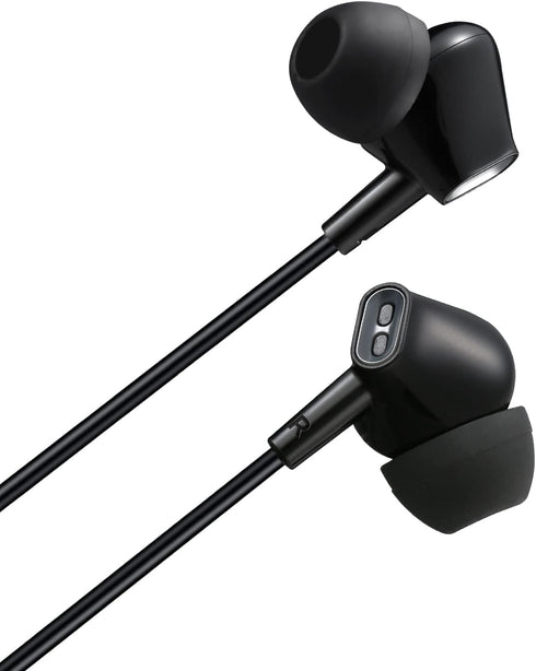 Wired Earbuds Headphones with Microphone, Noise Isolating Stereo Bass, In-Ear Earphones for Smartphones, Tablets, Black