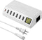 USB Charging Station, 60W/12A 7-Port USB Charger with LED Display for Multiple Devices, PD20W USB C Charger (White)