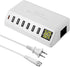 USB Charging Station, 60W/12A 7-Port USB Charger with LED Display for Multiple Devices, PD20W USB C Charger (White)