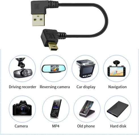 (6Inch, 3-Pack) Herfair Dash Cam Cable Right Angle USB to Mini USB Cable Power Charger Cord for Dashcam, Dashboard