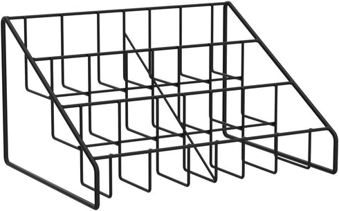 MyGift 3-Tier Modern Matte Black Metal Wire CD Storage Rack, Tabletop Media Organizer, Set of 2