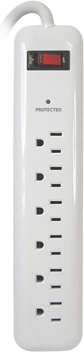 Prime Wire PB802124 6-Outlet Household Electronics Surge Protector with 3-Feet Cord