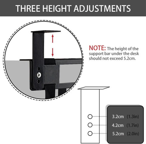 Under Desk PC Mount with Anti Scratch Sponge, Adjustable CPU Holder Bracket for Computer Tower (Black)